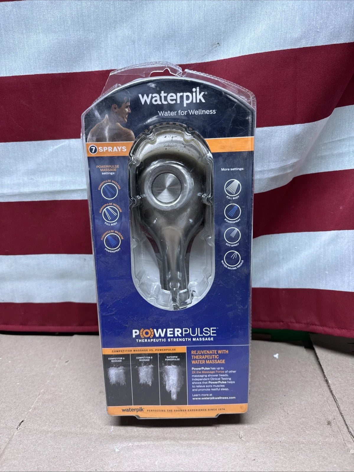 Waterpik PowerPulse Massage Hand Held Shower Head Brushed Nickel 7 Settings