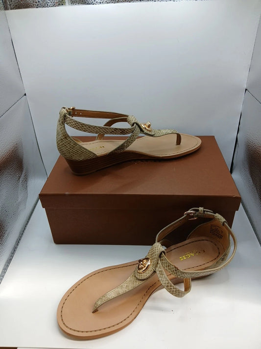 Coach New York Ingrid Natural Snake Print Sandals Size 7