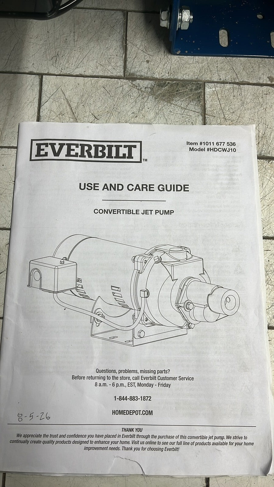 Everbilt HDCWJ10 1HP Professional Convertible Jet Pump *FOR PARTS*