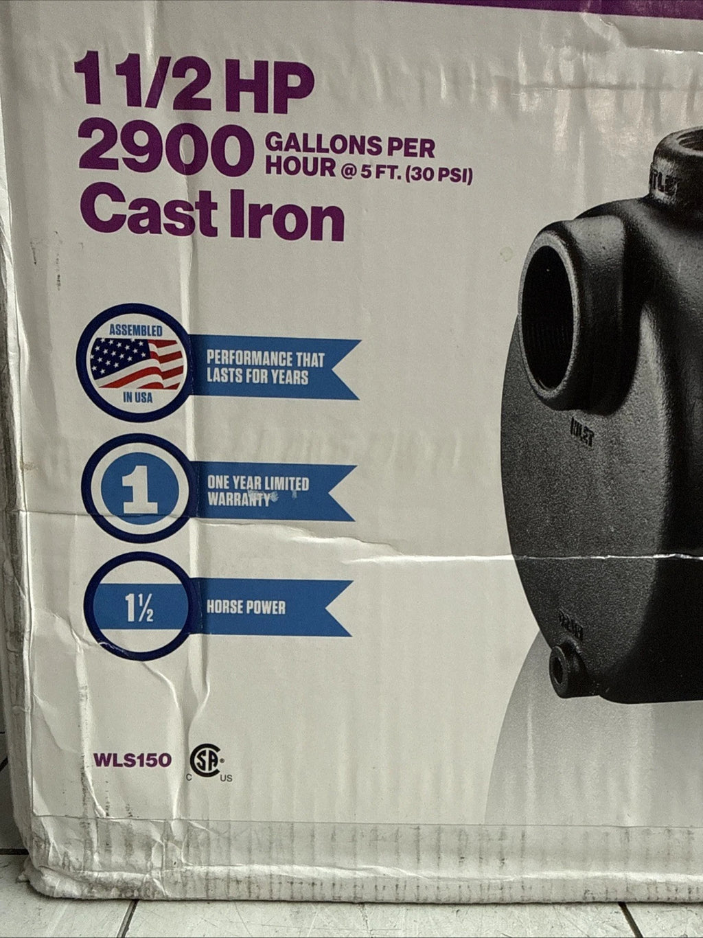 Wayne WLS150 1-1/2 HP Cast Iron Quick-Prime Lawn-irrigation Sprinkler Pump. NOB