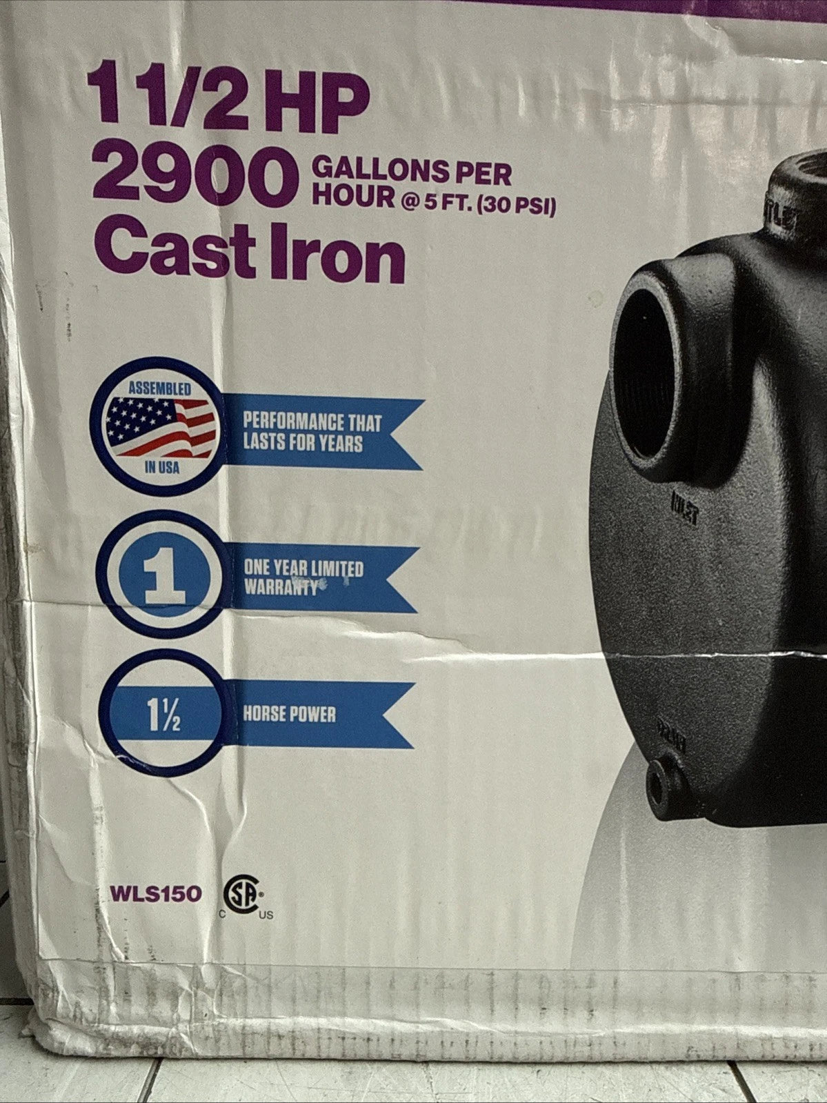 Wayne WLS150 1-1/2 HP Cast Iron Quick-Prime Lawn-irrigation Sprinkler Pump. NOB