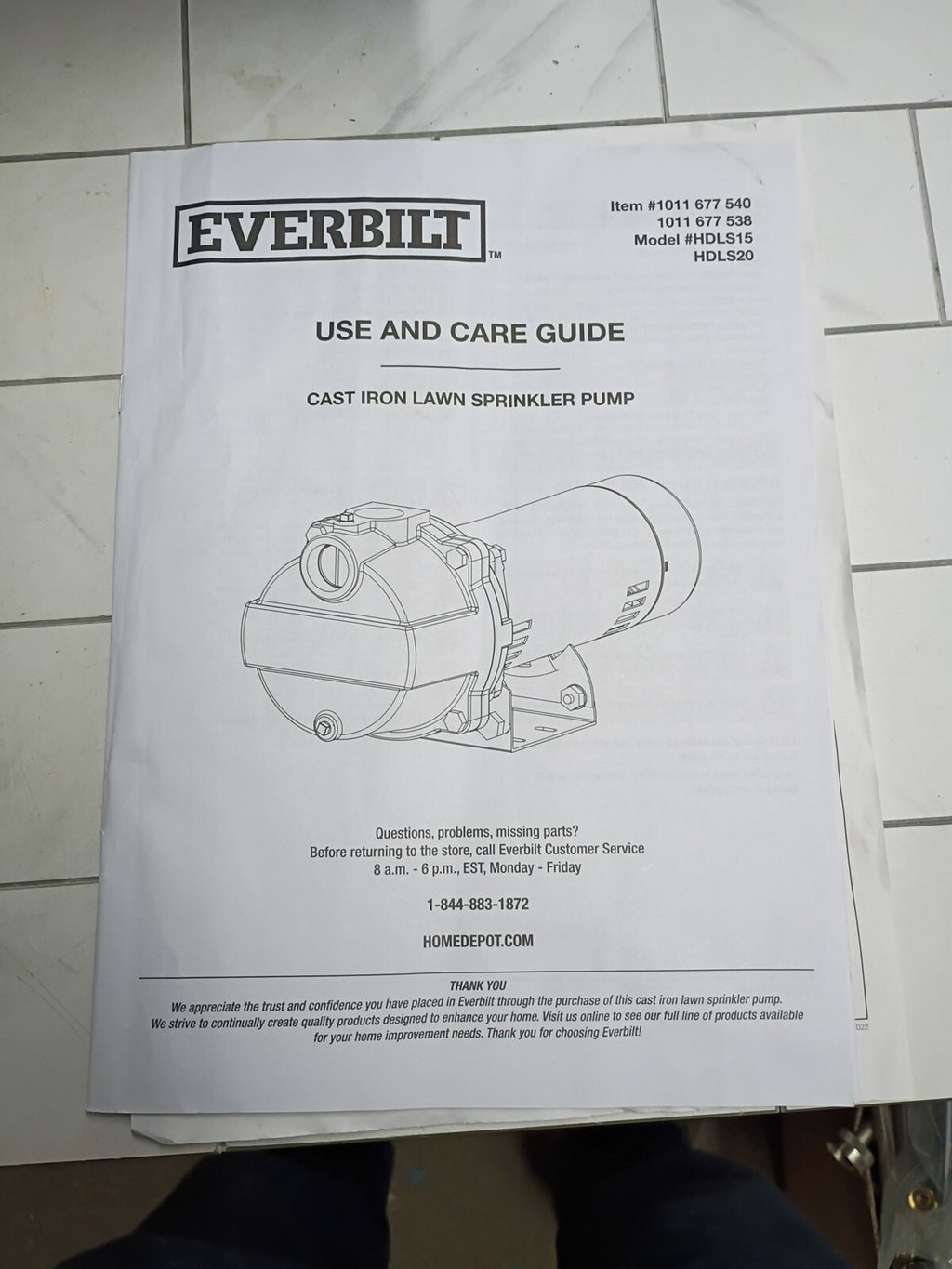 Everbilt 1-1/2 HP Cast Iron Lawn Irrigation Pump 115 /230 Dual Voltage FOR PARTS