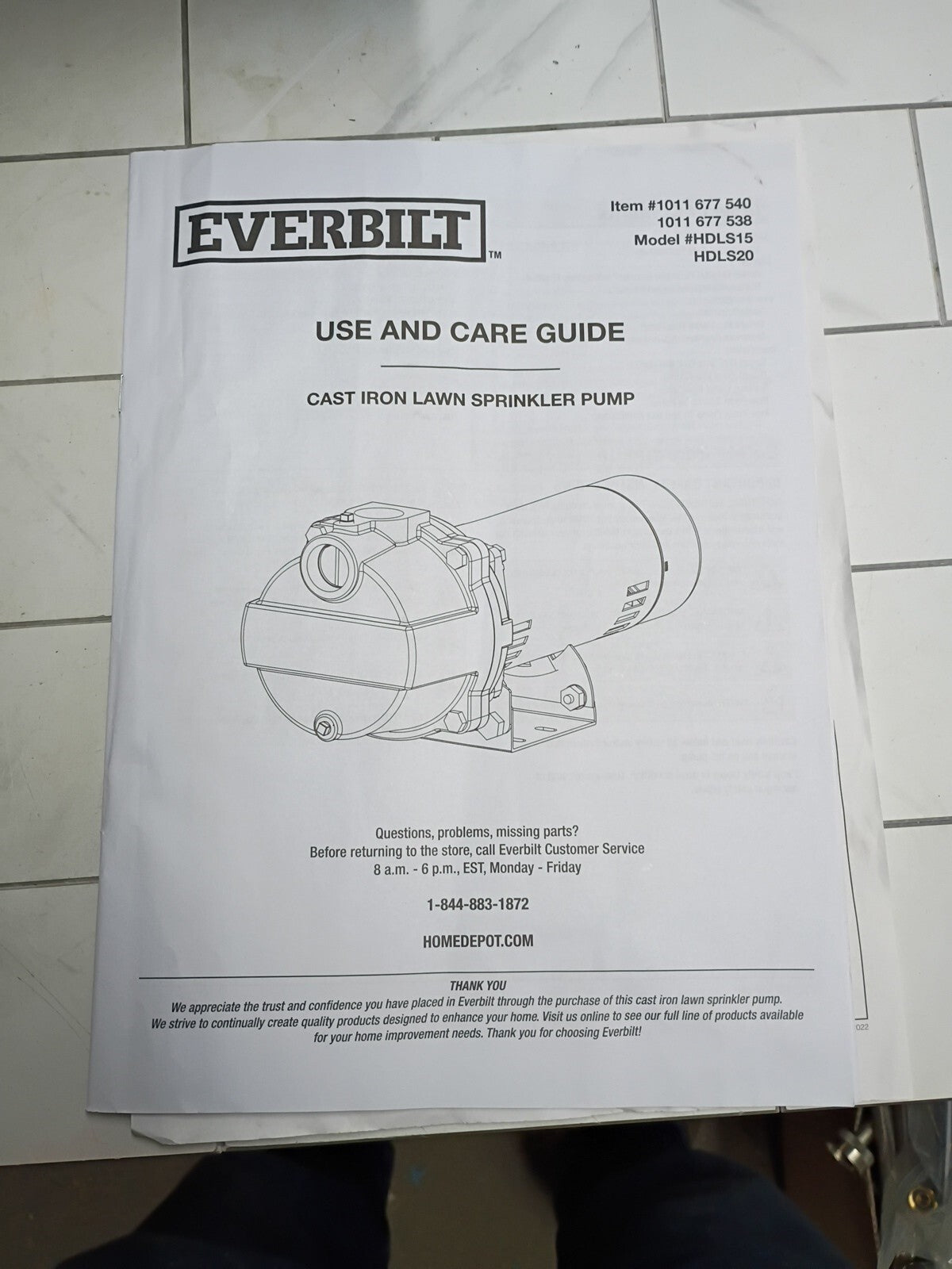 Everbilt 1-1/2 HP Cast Iron Lawn Irrigation Pump 115 /230 Dual Voltage FOR PARTS