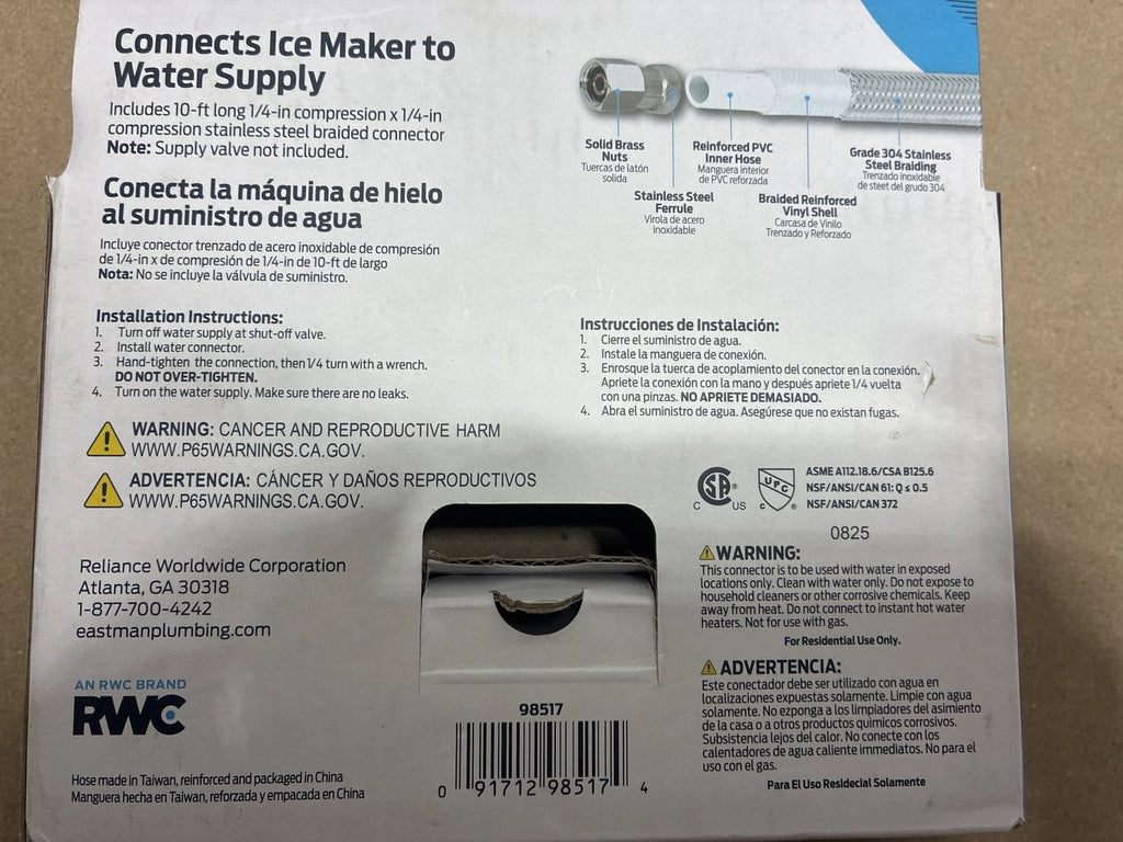 3PK 12FT/10FT BRAIDED POLYMER REFRIGERATOR/ICE MAKER SUPPLY LINE BRAND NEW READ