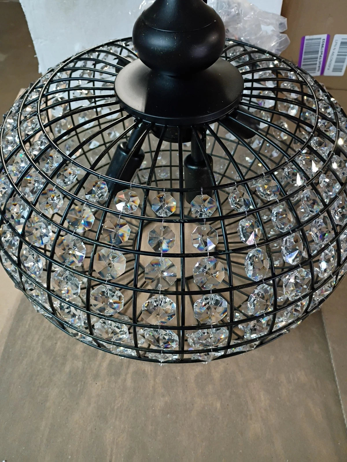 Allenglade 4-Light Unique Antique B-Black Globe Chandelier Crystal Accents OB