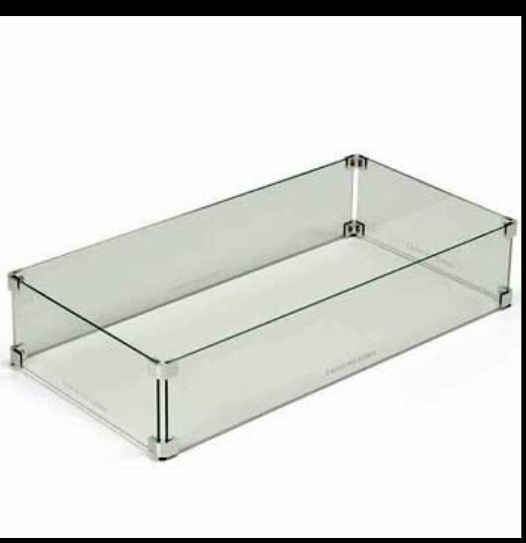 32.7”X7.1”X2.4” fire pit glass wind guard clear with aluminum connectors.