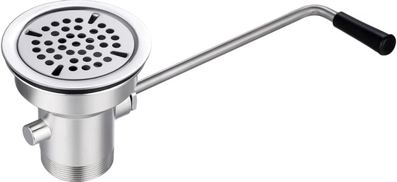 3-1/2" Commercial Sink Drain w Twist Lever Handle Waste Drain Valve Easy Control