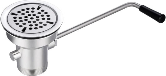 3-1/2" Commercial Sink Drain w Twist Lever Handle Waste Drain Valve Easy Control