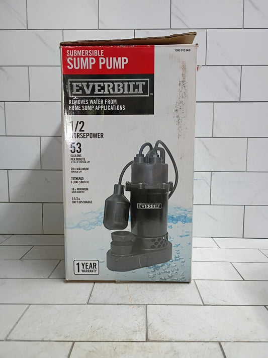 Everbilt HDSP50W 1/2 HP Submersible Aluminum Sump Pump with Tethered Switch OB