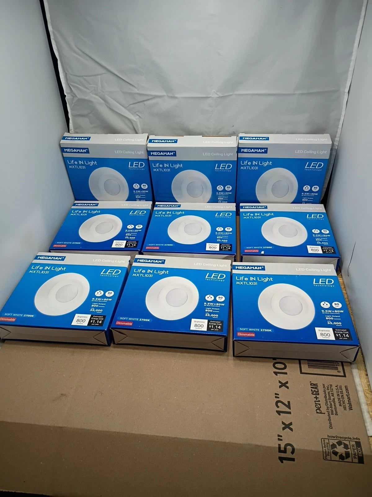 9PK megaman LED Ceiling Light MXTL1031 Light Out 800 Lumens New Open Box