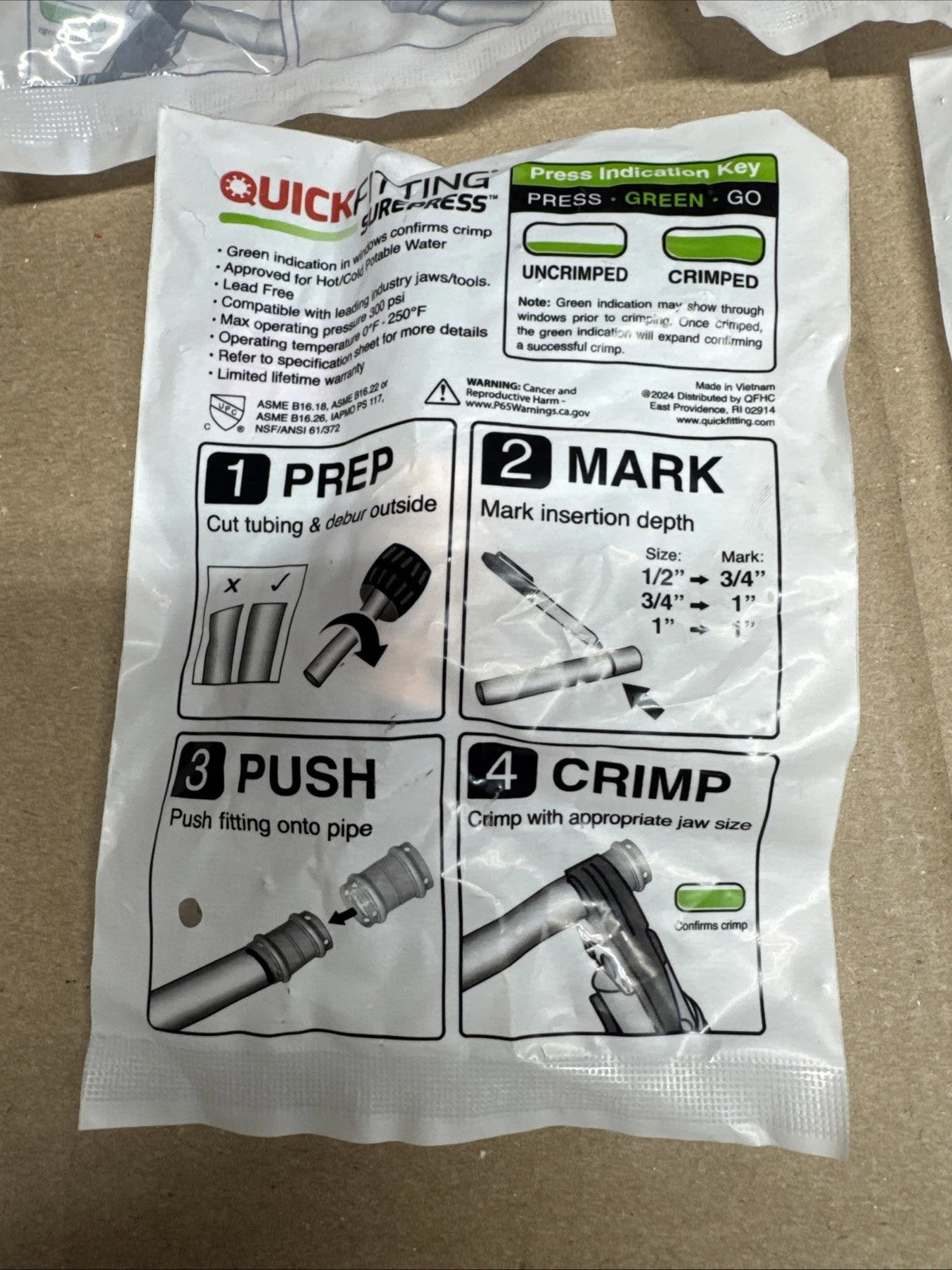 Lot Of 7 CPLNG W/STP PRS CPR 1/2"
