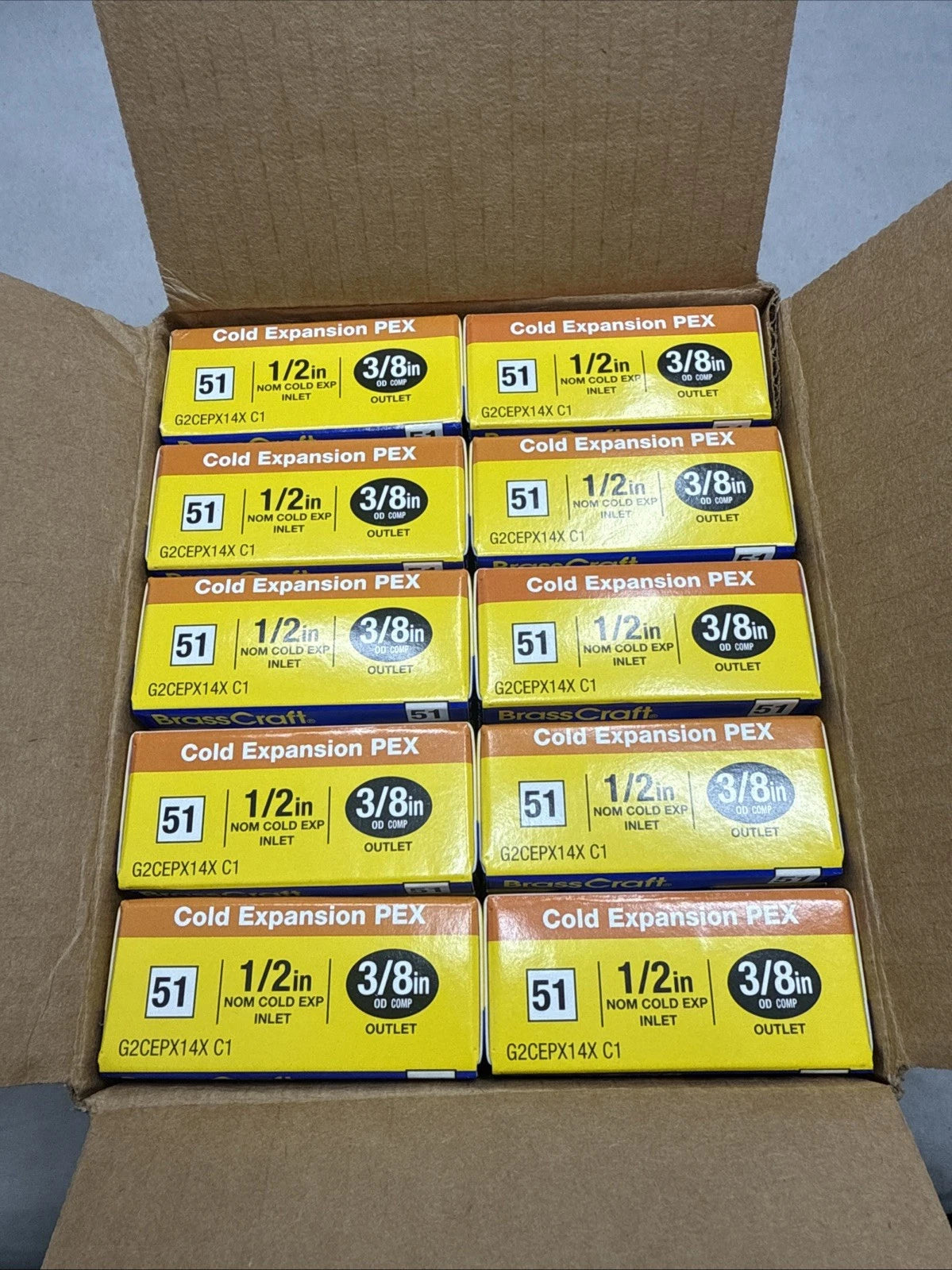 20-Pack 1/2 in. Cold Expansion PEX Inlet x 3/8 in. Comp Outlet 1/4-Turn