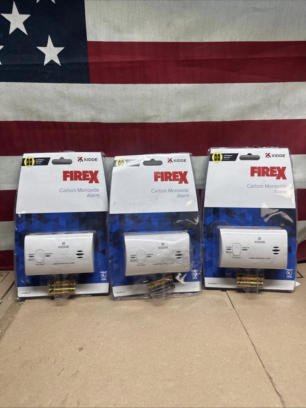 3 Pack Kidde FireX Carbon Monoxide Alarm KN-COB-LP3 Battery Operated