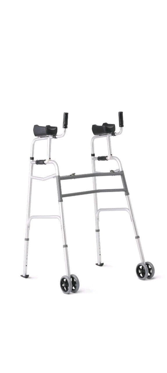 NEW Medline Upright Forearm Armrest Stability Walker 5” Dual Wheels Height. OB