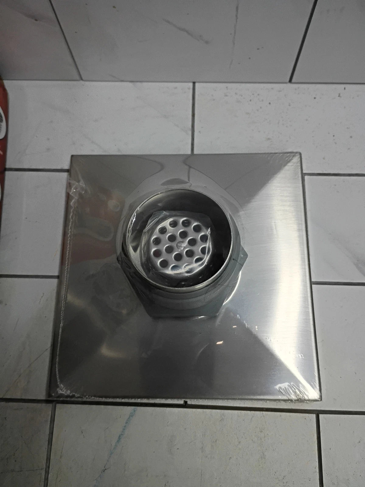 RELN 6 X 6 in Stainless Steel Square Shower Drain, Square Pattern Drain Cover OB