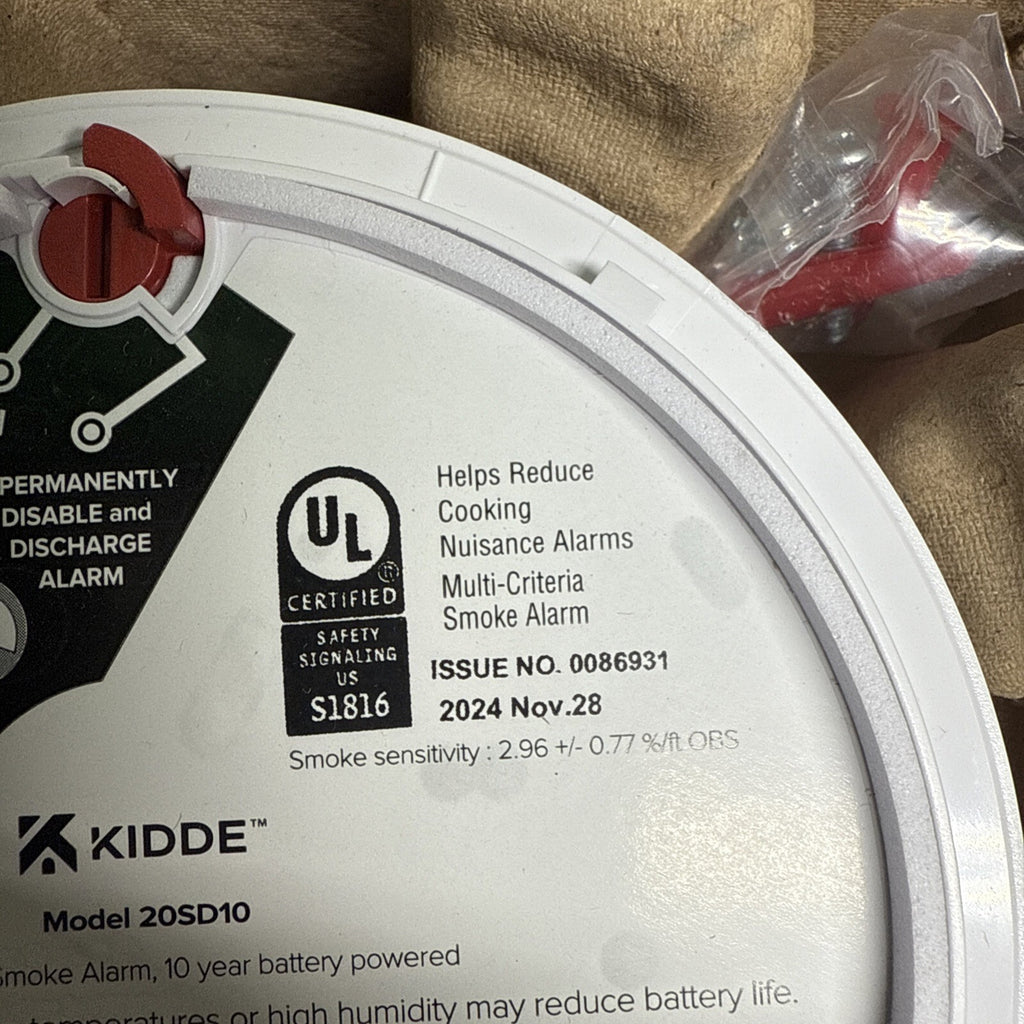 Kidde Smoke Detector 10 Year Battery Powered LED Warning Light Indicators 20SD10
