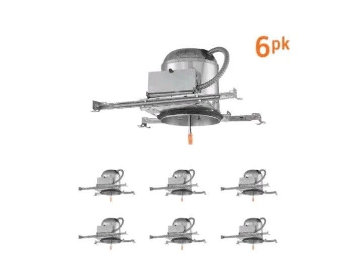 6 Pack EnviroLite 6 in. IC Rated LED New Construction Recessed Housing