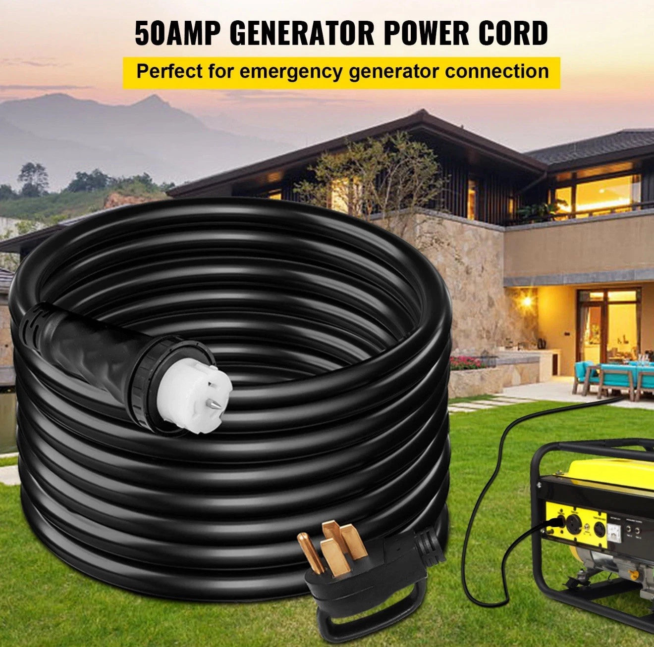 20 ft Generator Extension Cord 50 Amp N14-50P CS636 Locking Connector 20FT50ACZ