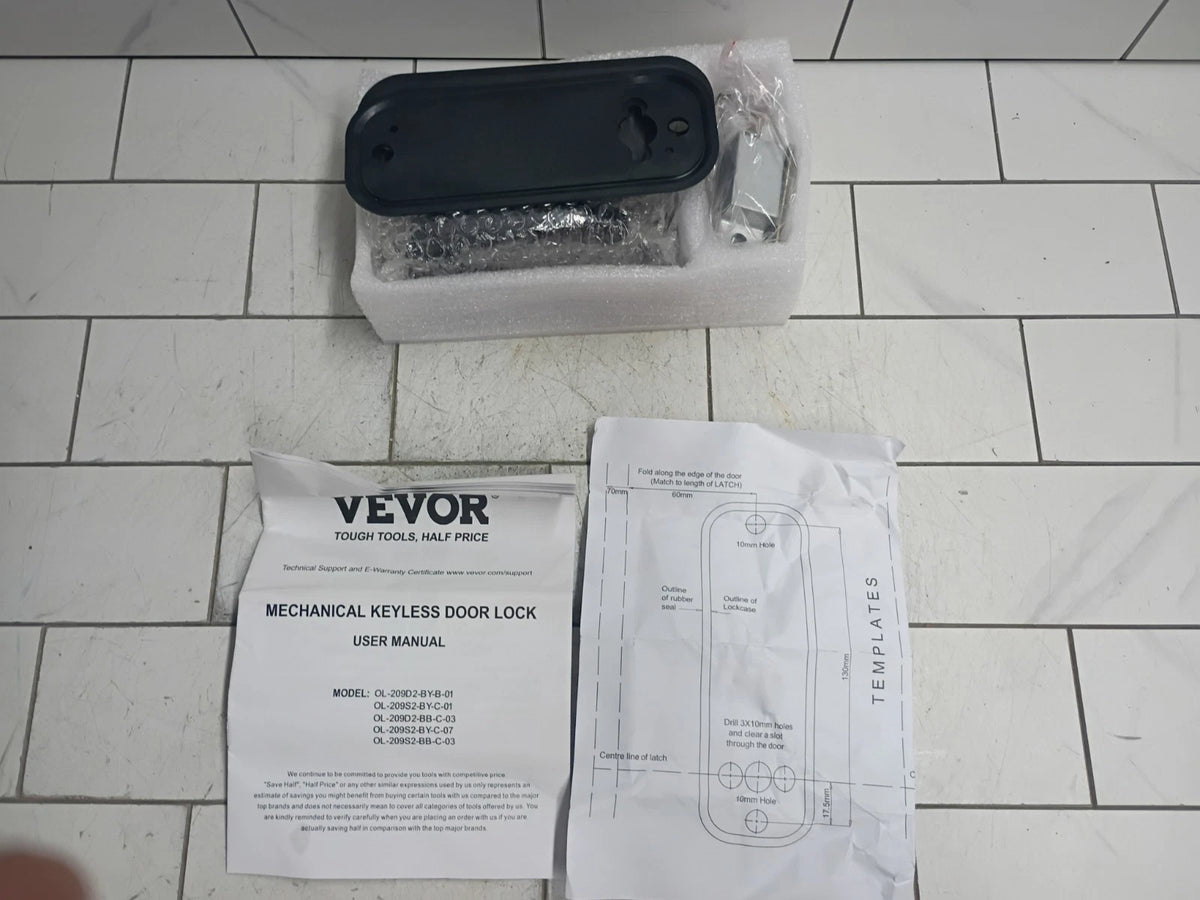 VEVOR OL-209S2-BY-C-01 Mechanical Keyless Entry Door Lock Black NEW OPEN BOX