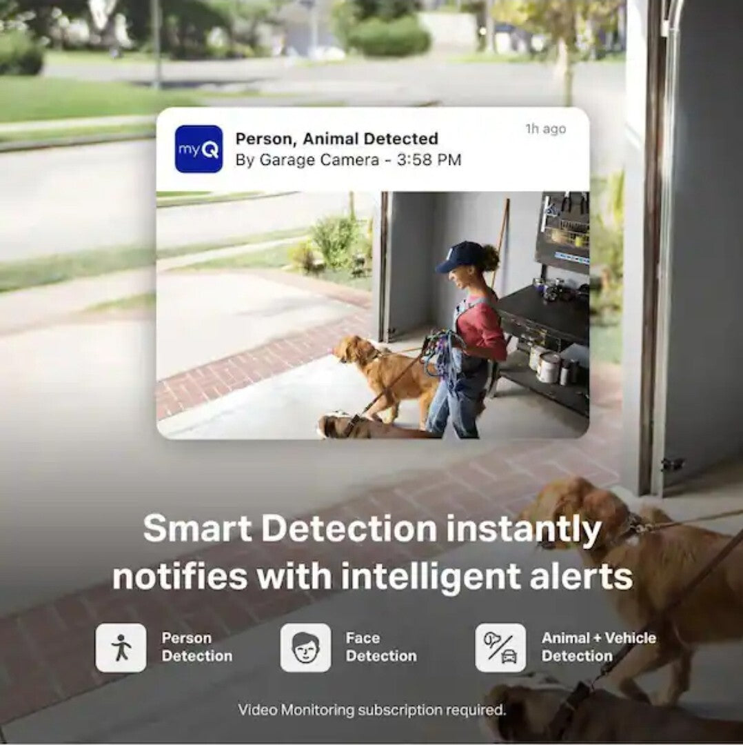 myQ - Smart Garage Security Camera - HD 1080p - Indoor Wi Fi - White OPEN BOX.