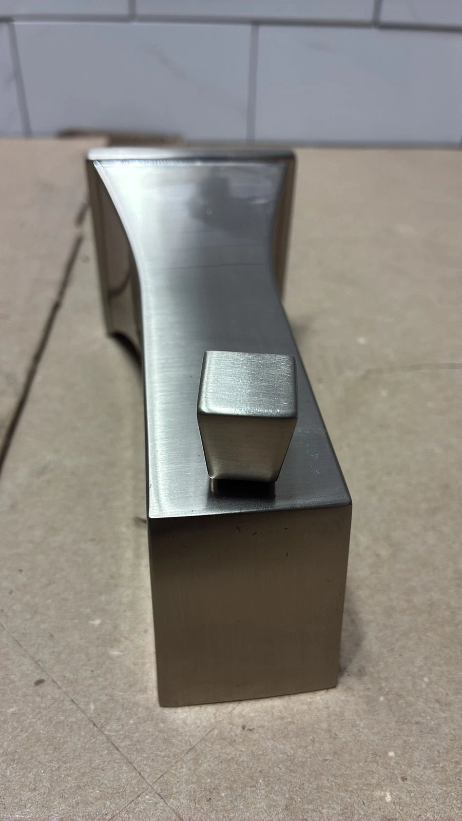 Bath Tub Spout with Slip Fit Connection and Pull-Up Diverter in Brushed Nickel