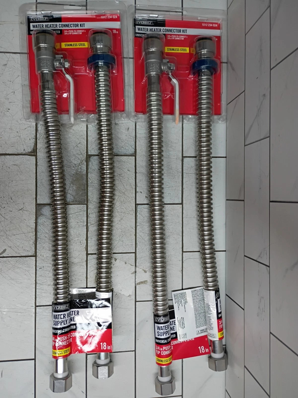 (2PK Of 2) Everbilt 3/4 in x 3/4 in. FIP 18" Water Heater Connection Kit NOB