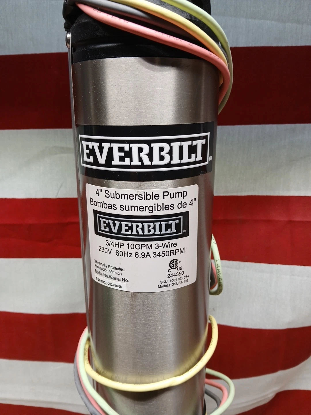 Everbilt 3/4hp Pro Grade 3-Wire 4 In Submersible Deep Well Pump 230v New OB