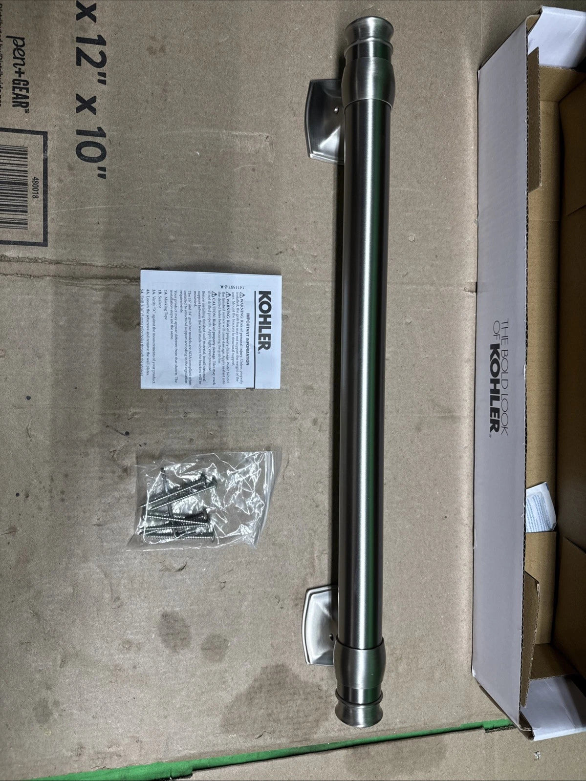 KOHLER Arsdale 16 in. Grab Bar in Vibrant Brushed Nickel K-R27238-BN