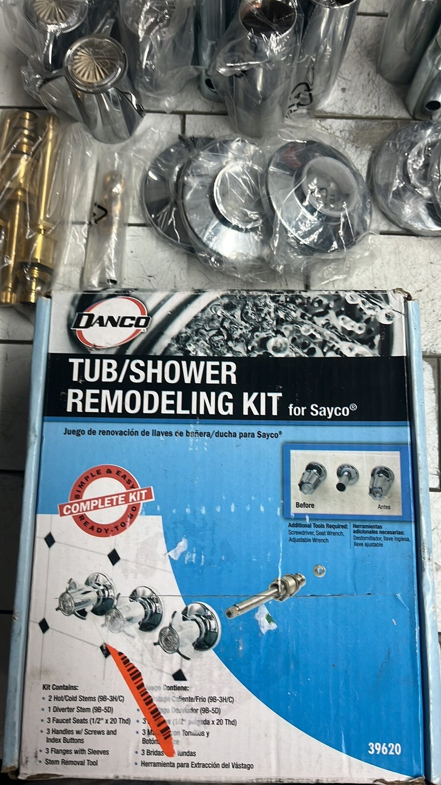 2pk Danco 39620 Tub & Shower Trim Kit Sayco Faucets 3 Handle Chrome Open Box.