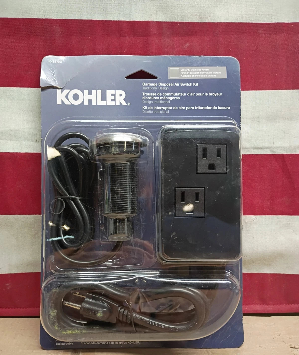 New Kohler Contemporary K-35723 Garbage Disposal Air Switch Kit New