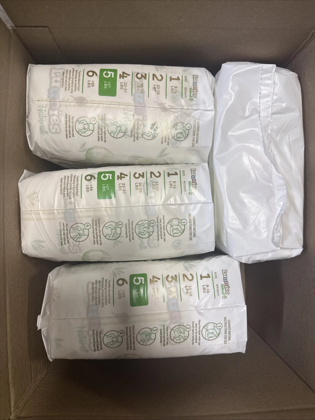 Luunies Natural Premium Diapers, Ultra Absorbent, Size 5, 96 Diapers 4pk Of 24