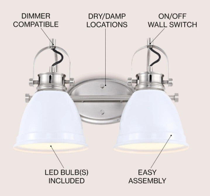 JONATHAN Y Lighting JYL1115 Phineas 2 Light 16"W LED Vanity Light - White OB