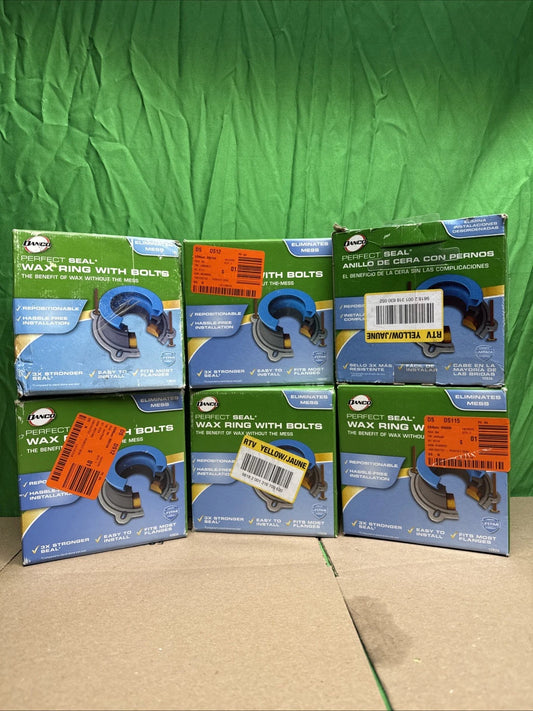 6pc Perfect Seal Toilet WaxRing Fits All Bolts Rubber Gaskets Toilet Install Kit