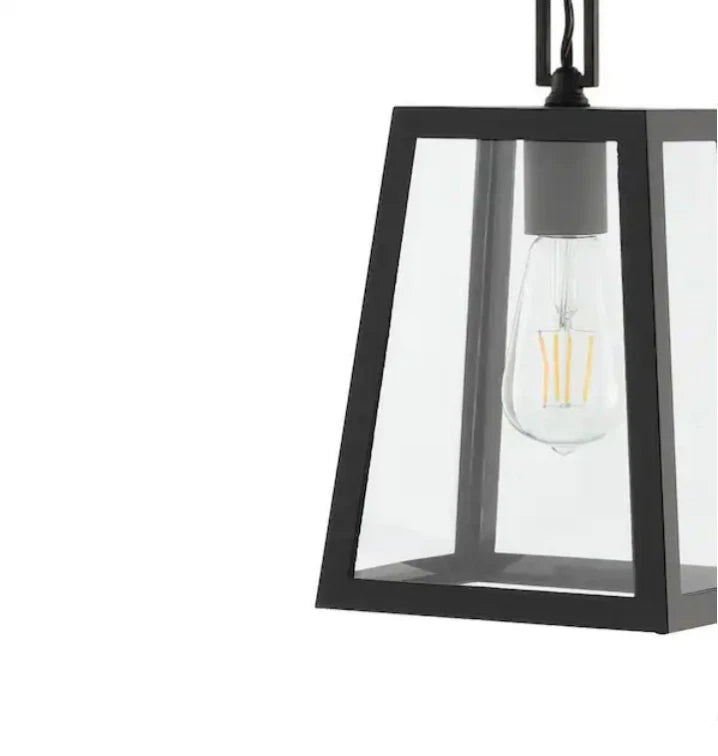 Glendale 6.75 in. 1-Light Black/Clear Outdoor LED Pendant Farmhouse Open Box