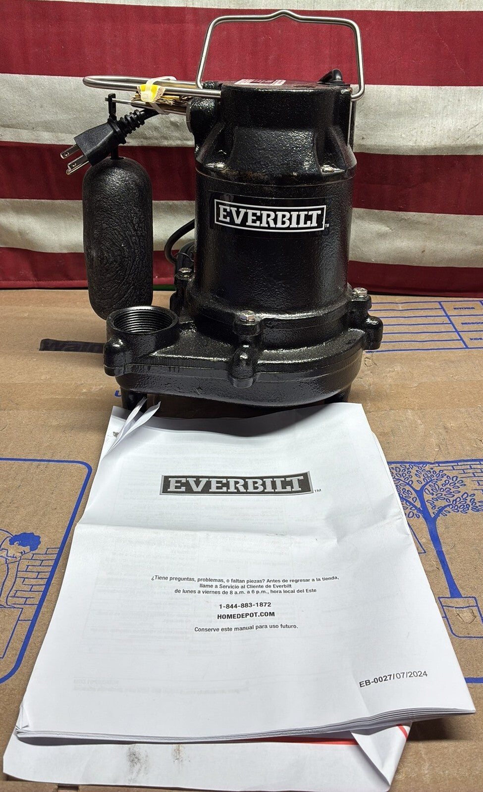 Everbilt HDS50 1/2 HP Cast Iron Sump Pump Model OPEN BOX.
