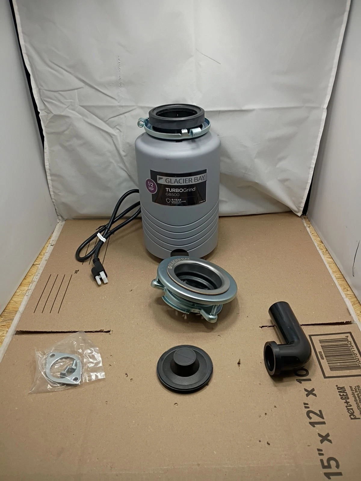 Glacier Bay GB500 Turbo Grind 1/2hp Garbage Disposal Continuous Feed Open Box