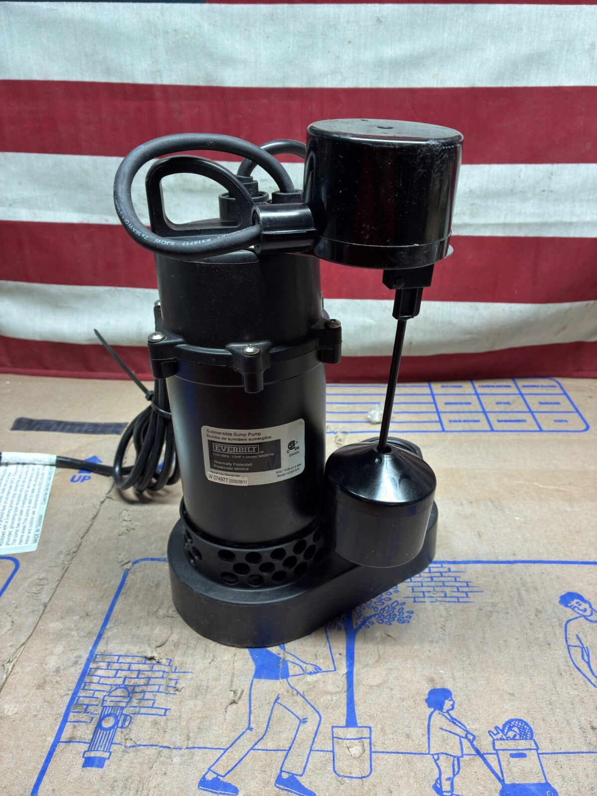 Everbilt HDSP33V 1/3 HP Aluminum Sump Pump Submersible Vertical Switch used