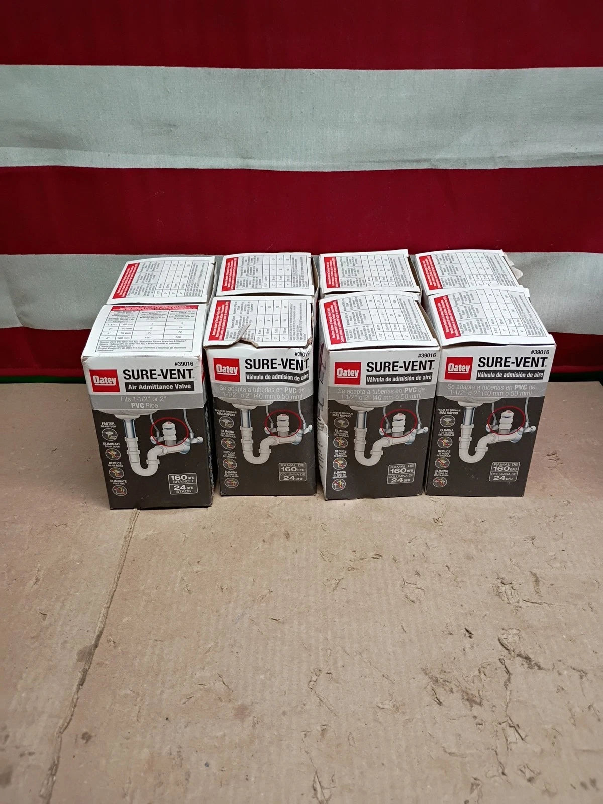 8pk Oatey 39016, Sure-Vent 1-1/2 in. x 2 in. PVC Air Admittance Valve New OB