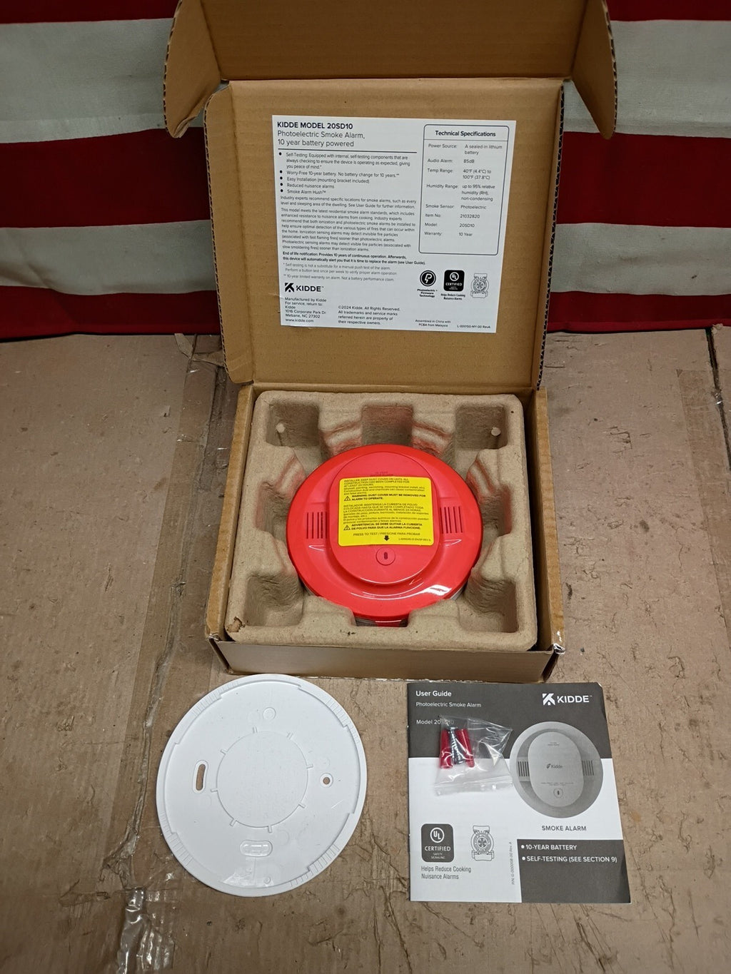 Kidde 20SD10 Smoke Detector 10-Year Battery Powered LED Warning Light, OPEN BOX