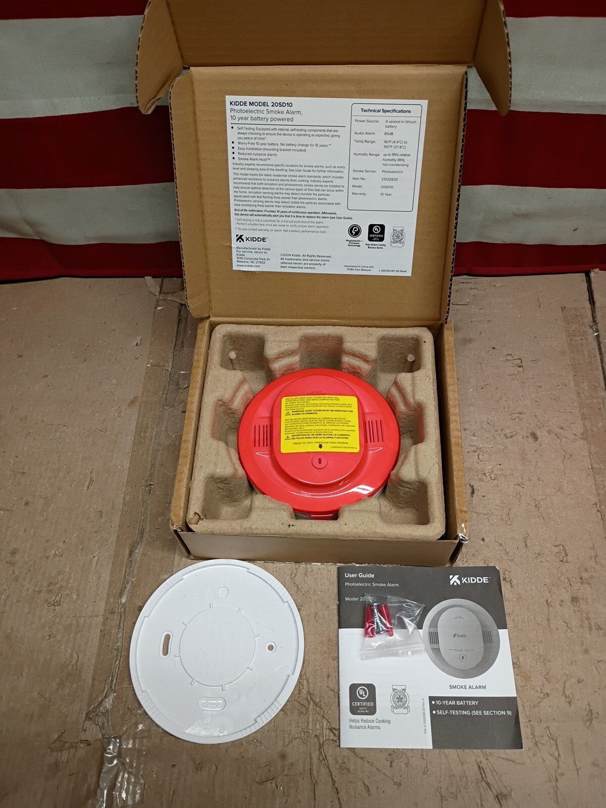 Kidde 20SD10 Smoke Detector 10-Year Battery Powered LED Warning Light, OPEN BOX