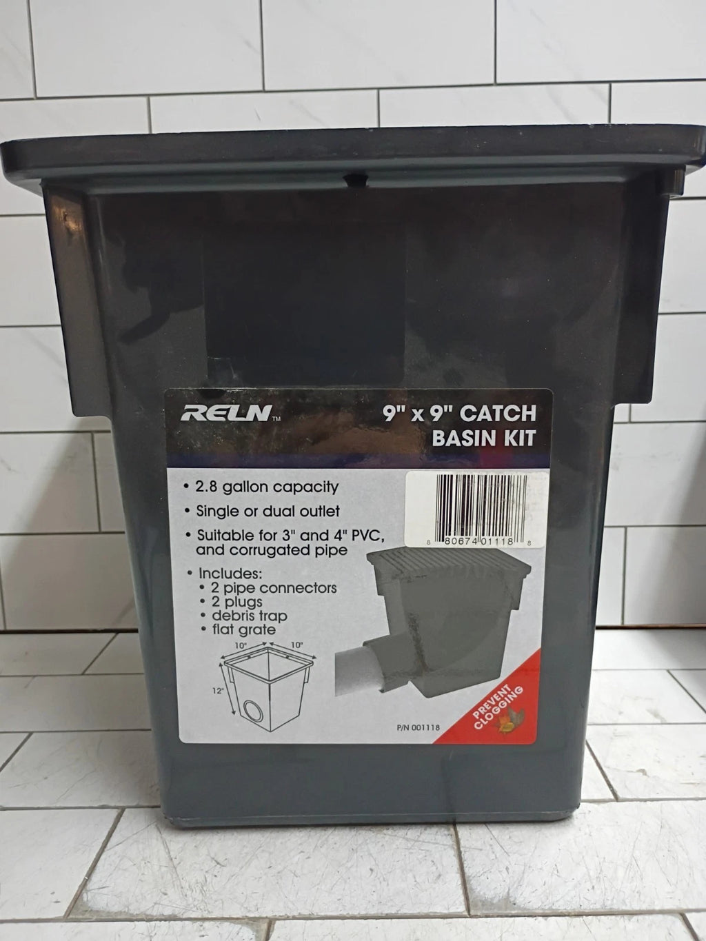 RELN 001118 9 in. x 9 in. x 11.2 in. Catch Basin Kit 2.6 Gallon NEW OPEN BOX
