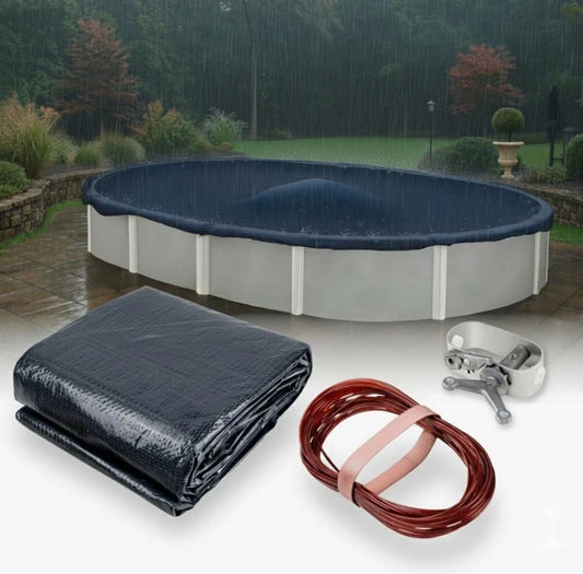 Premium Winter Pool Cover for Above Ground Oval 12' x 18' (Oval), Solid Blue