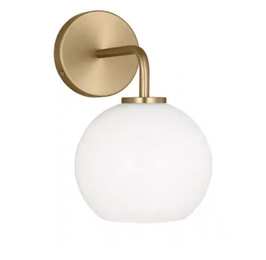 Orley 6.25 in. 1-Light Satin Brass Bathroom Vanity Light Clear Glass Shade OB