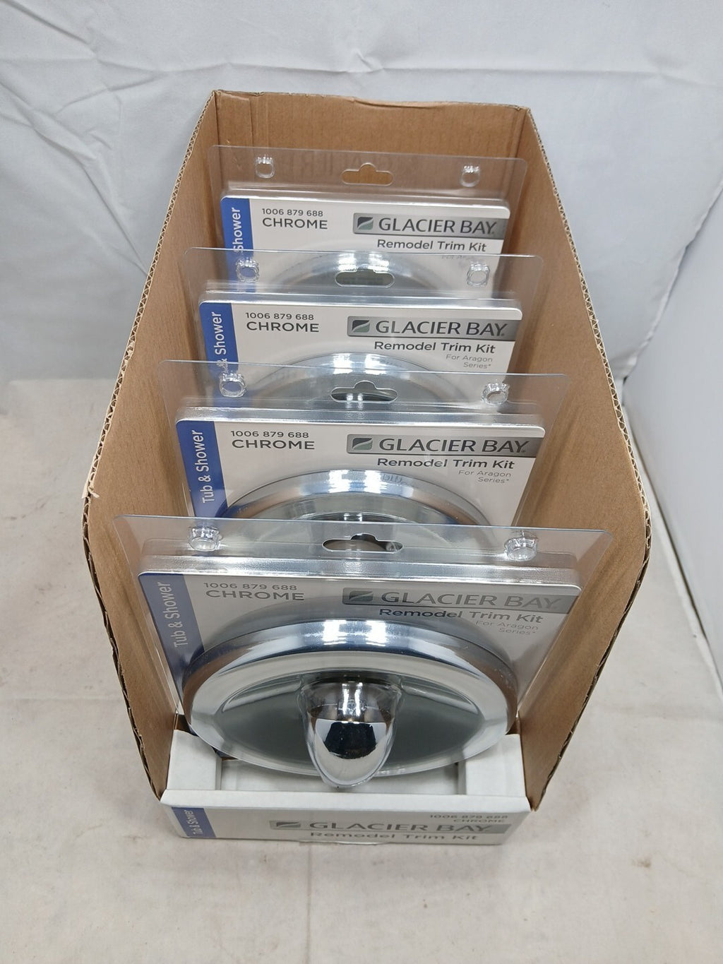 4-PK Glacier Bay 864790 Tub Shower Remodel Trim Kit Chrome 1-Handle 1006 879 688