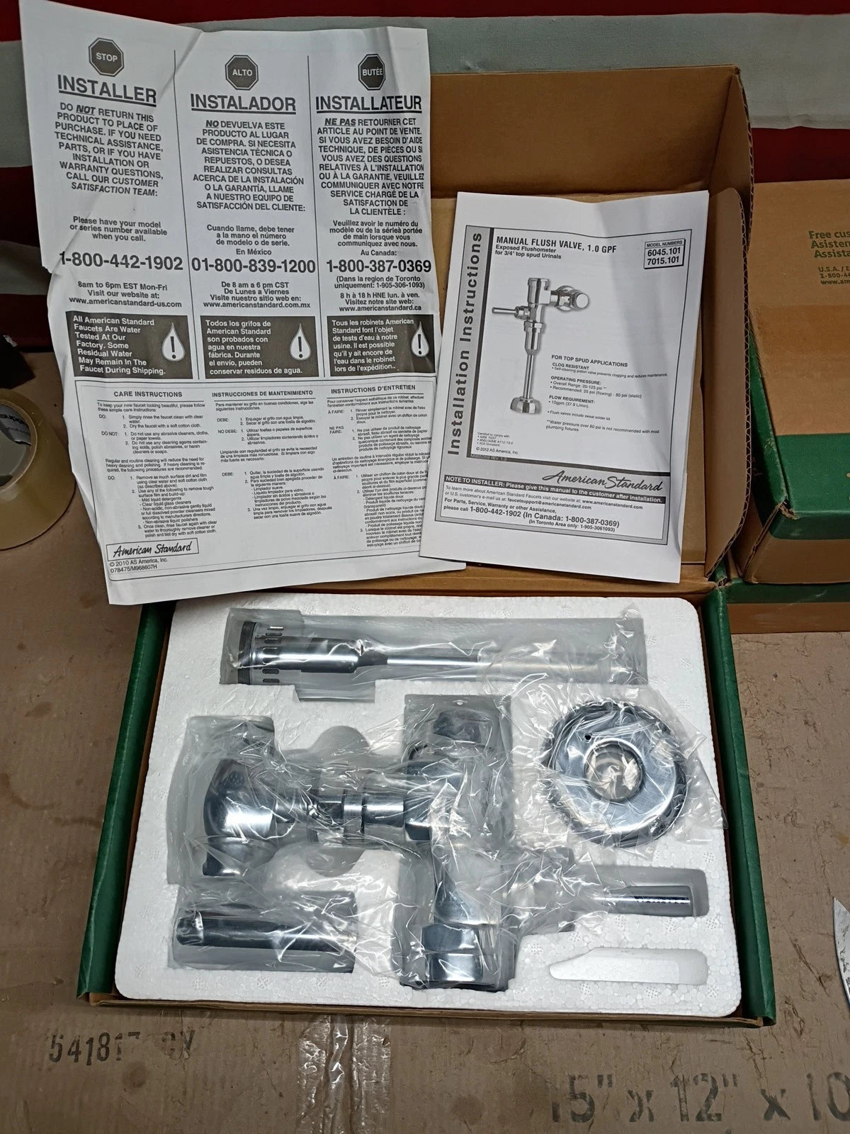 American Standard Manual Urinal Flush valve “6045.101.002 Top Spud 1.0 GPF (PC)