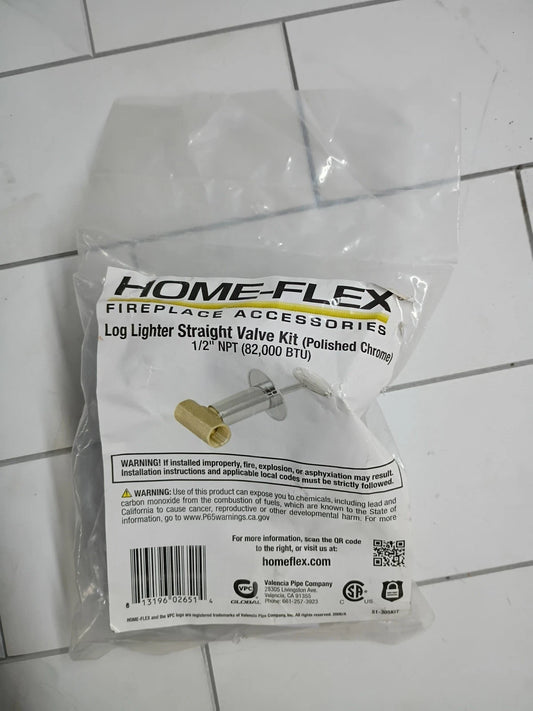 HOME-FLEX Log Lighter Fireplace gas shutoff valve kit straight key 1/2 NPT