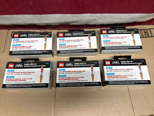 6Pk Oatey Quiet Pipes SWT/Press AA Straight Hammer Arrestor 1/2" Male 34442.