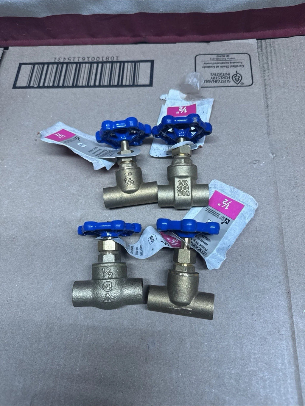 4 Pack EVERBILT 105-503EB 1/2" Brass Stop Valve Sweat X Sweat