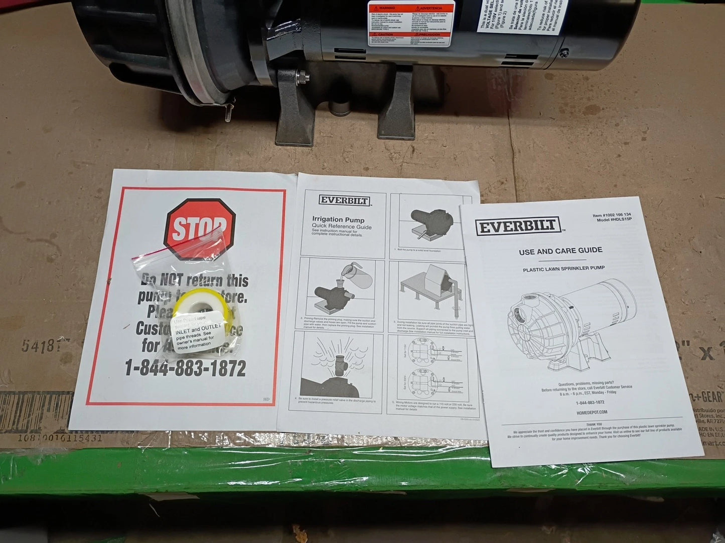 Everbilt HDLS15P, Lawn Irrigation Pump Plastic 1-1/2HP 52-GPM, Open Box,
