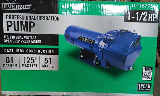 Everbilt 1-1/2 HP Cast Iron Lawn Irrigation Pump 115 /230 Dual Voltage FOR PART
